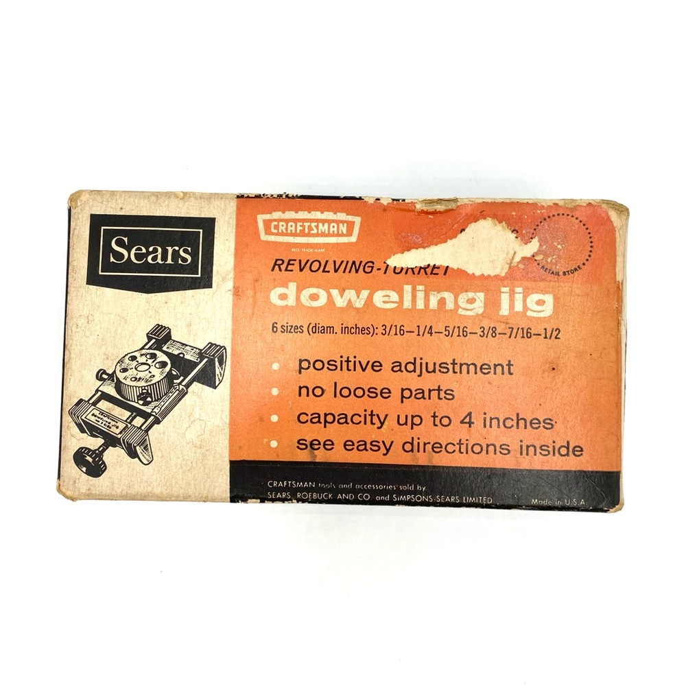 Vintage Sears Craftman #4186 Doweling Jig With Revolving Turret With Box.